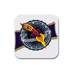 Rocket Space Clipart Illustrator Rubber Square Coaster (4 Pack) by Sarkoni