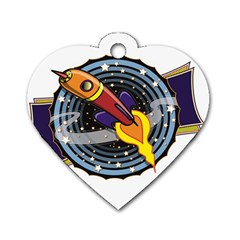 Rocket Space Clipart Illustrator Dog Tag Heart (one Side)