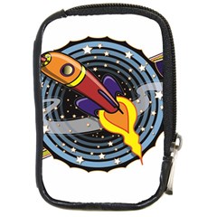 Rocket Space Clipart Illustrator Compact Camera Leather Case by Sarkoni