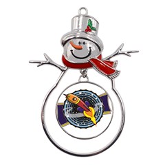 Rocket Space Clipart Illustrator Metal Snowman Ornament by Sarkoni