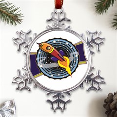 Rocket Space Clipart Illustrator Metal Large Snowflake Ornament by Sarkoni