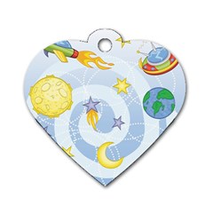 Science Fiction Outer Space Dog Tag Heart (two Sides) by Sarkoni