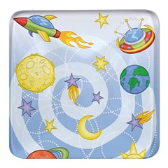 Science Fiction Outer Space Square Glass Fridge Magnet (4 Pack) by Sarkoni