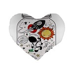 Astronaut Drawing Planet Standard 16  Premium Heart Shape Cushions Front