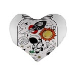 Astronaut Drawing Planet Standard 16  Premium Heart Shape Cushions Back