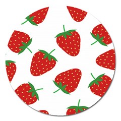 Seamless Pattern Fresh Strawberry Magnet 5  (round) by Sarkoni