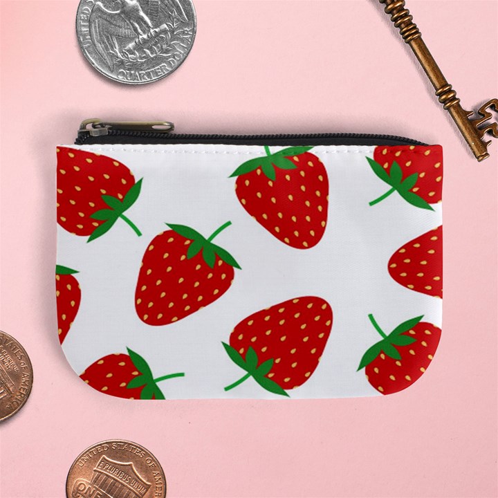 Seamless Pattern Fresh Strawberry Mini Coin Purse