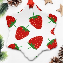 Seamless Pattern Fresh Strawberry Snowflake Ornament (two Sides) by Sarkoni