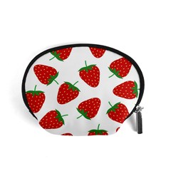 Seamless Pattern Fresh Strawberry Accessory Pouch (small) by Sarkoni