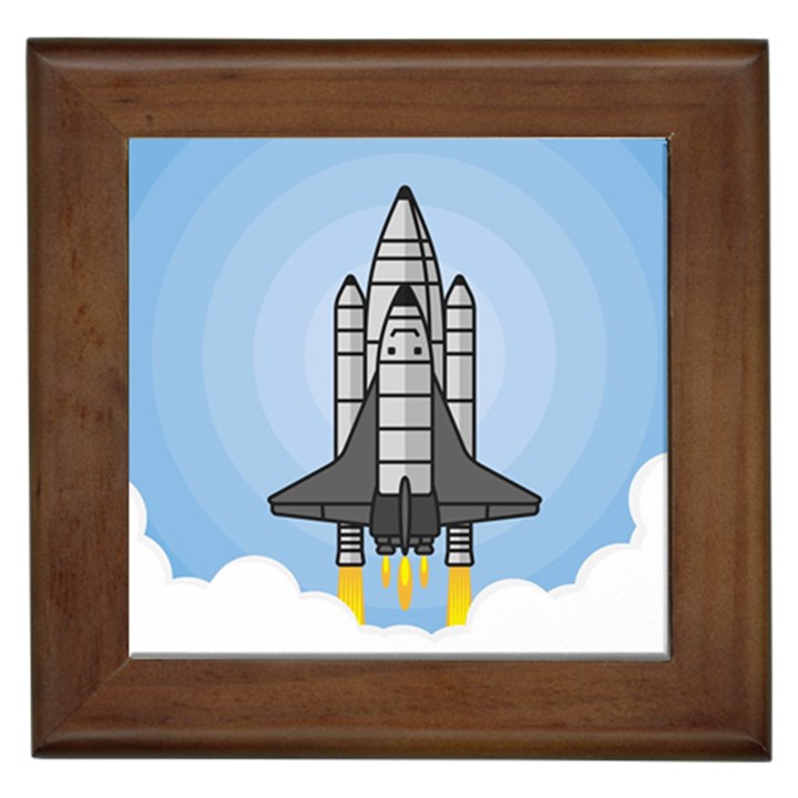 Rocket Shuttle Spaceship Science Framed Tile