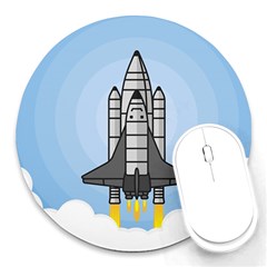 Rocket Shuttle Spaceship Science Round Mousepad