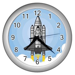 Rocket Shuttle Spaceship Science Wall Clock (silver) by Sarkoni