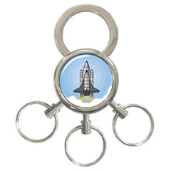 Rocket Shuttle Spaceship Science 3-Ring Key Chain