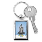 Rocket Shuttle Spaceship Science Key Chain (Rectangle) Front