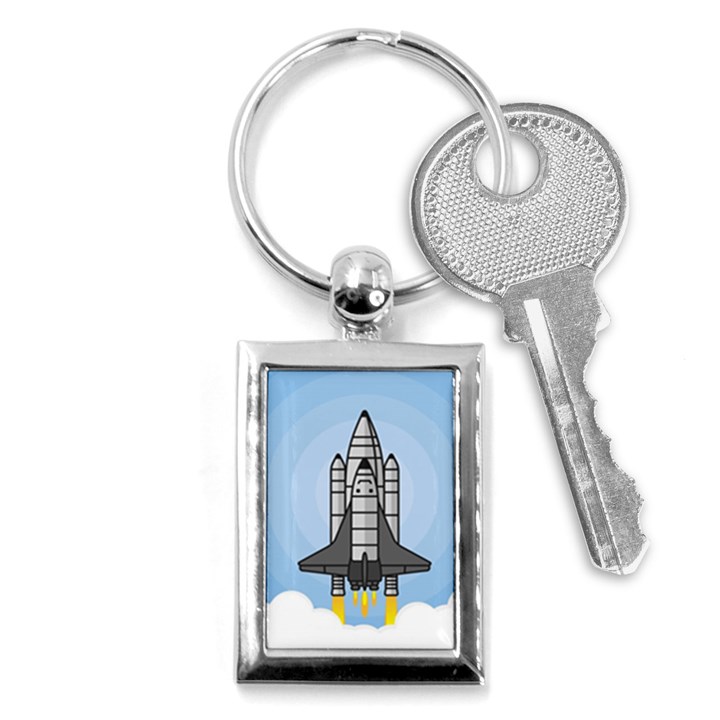 Rocket Shuttle Spaceship Science Key Chain (Rectangle)