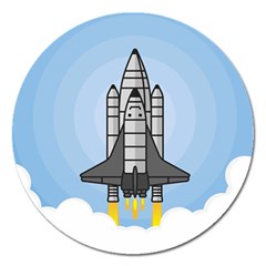 Rocket Shuttle Spaceship Science Magnet 5  (Round)