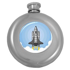 Rocket Shuttle Spaceship Science Round Hip Flask (5 oz)