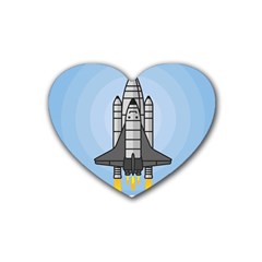 Rocket Shuttle Spaceship Science Rubber Coaster (Heart)