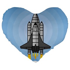 Rocket Shuttle Spaceship Science Large 19  Premium Flano Heart Shape Cushions