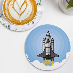 Rocket Shuttle Spaceship Science UV Print Round Tile Coaster