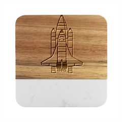 Rocket Shuttle Spaceship Science Marble Wood Coaster (square) by Sarkoni