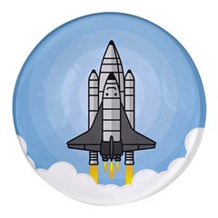 Rocket Shuttle Spaceship Science Round Glass Fridge Magnet (4 pack)