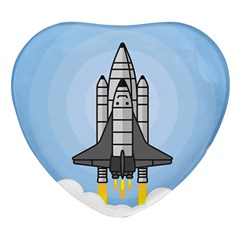 Rocket Shuttle Spaceship Science Heart Glass Fridge Magnet (4 pack)