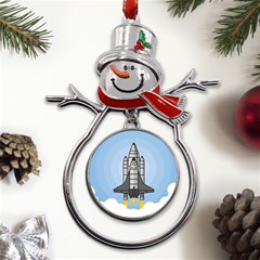 Rocket Shuttle Spaceship Science Metal Snowman Ornament