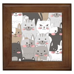 Cute Cats Seamless Pattern Framed Tile by Sarkoni