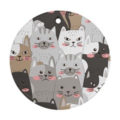 Cute Cats Seamless Pattern Ornament (round)