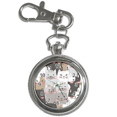 Cute Cats Seamless Pattern Key Chain Watches by Sarkoni