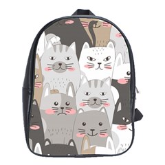 Cute Cats Seamless Pattern School Bag (large) by Sarkoni