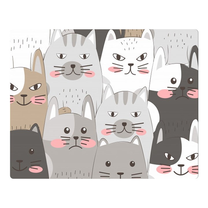 Cute Cats Seamless Pattern Two Sides Premium Plush Fleece Blanket (Large)