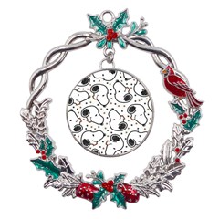 Dog Pattern Metal X mas Wreath Holly Leaf Ornament by Sarkoni