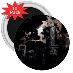 City Night Moon Skyline Skyscraper 3  Magnets (10 Pack)  by Grandong