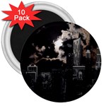 City Night Moon Skyline Skyscraper 3  Magnets (10 pack)  Front