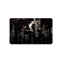 City Night Moon Skyline Skyscraper Magnet (name Card) by Grandong