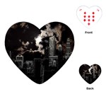 City Night Moon Skyline Skyscraper Playing Cards Single Design (Heart) Front