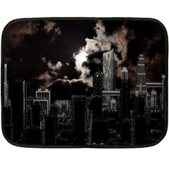 City Night Moon Skyline Skyscraper Fleece Blanket (mini) by Grandong