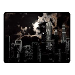 City Night Moon Skyline Skyscraper Fleece Blanket (small) by Grandong