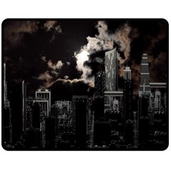 City Night Moon Skyline Skyscraper Two Sides Fleece Blanket (medium) by Grandong