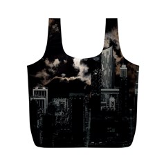 City Night Moon Skyline Skyscraper Full Print Recycle Bag (m) by Grandong