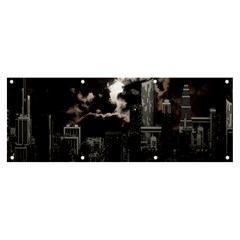 City Night Moon Skyline Skyscraper Banner And Sign 8  X 3  by Grandong