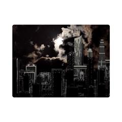 City Night Moon Skyline Skyscraper Premium Plush Fleece Blanket (mini) by Grandong