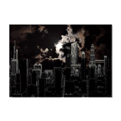 City Night Moon Skyline Skyscraper Crystal Sticker (a4) by Grandong