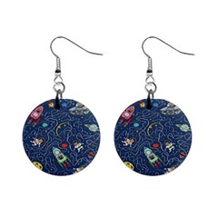 Cat Cosmos Cosmonaut Rocket Mini Button Earrings by Grandong