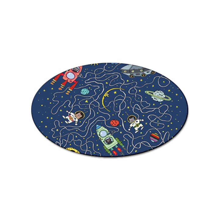 Cat Cosmos Cosmonaut Rocket Sticker Oval (100 pack)