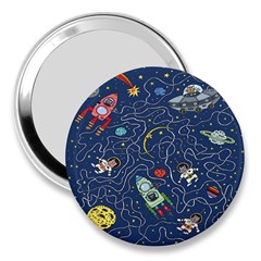 Cat Cosmos Cosmonaut Rocket 3  Handbag Mirrors by Grandong