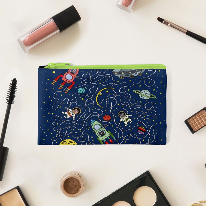 Cat Cosmos Cosmonaut Rocket Cosmetic Bag (XS)