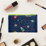 Cat Cosmos Cosmonaut Rocket Cosmetic Bag (XS) Back